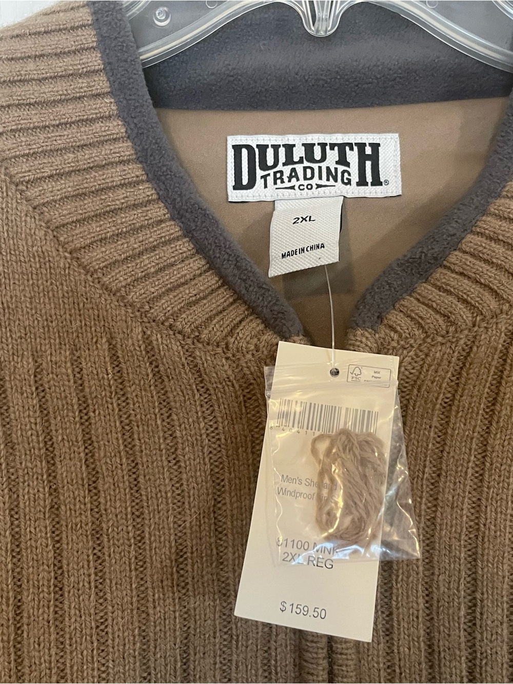 NWT Duluth Trading Co. Men's Shetland Wool Windproof Zip Sweater - 2XL Reg